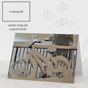 Fun Snowy Bicycle Black + White Photo Card