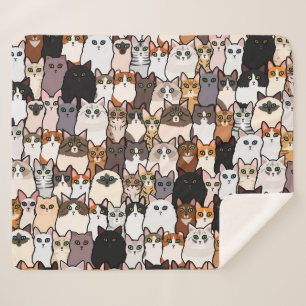 Fun So Many Cats and Kittens Collage Sherpa Blanket