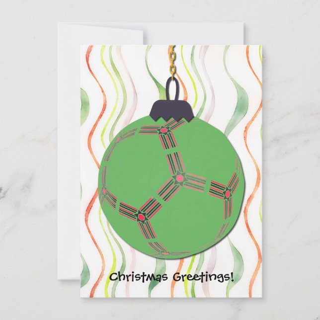 Fun Soccer Ball Christmas Ornament Art Flat Card (Front)