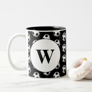 Fun soccer ball sports monogram coffee mug