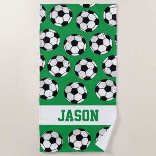Fun Soccer Balls Personalised Beach Towel