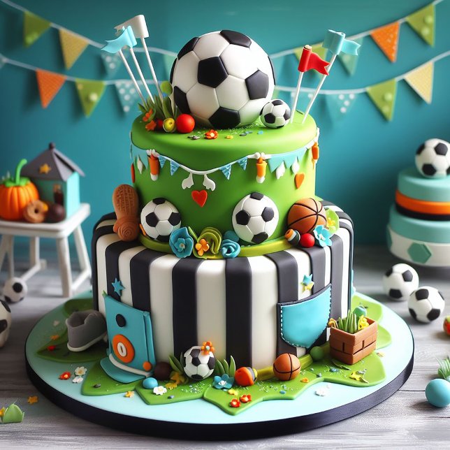 FUN SOCCER THEME  KIDS BIRTHDAY CAKE CARD (Creator Uploaded)