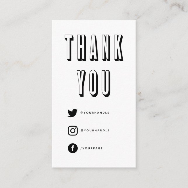 Fun social media bold customer thank you enclosure card (Front)