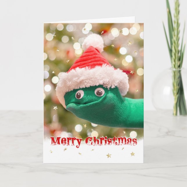 Fun Sock Puppet Christmas Card (Front)