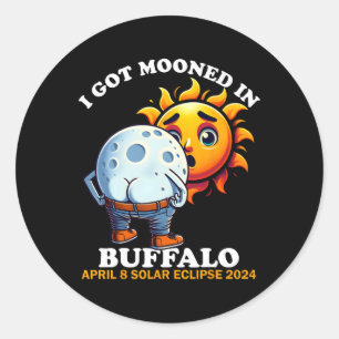Fun Solar Eclipse Buffalo 2024 Mooned Humour  Classic Round Sticker