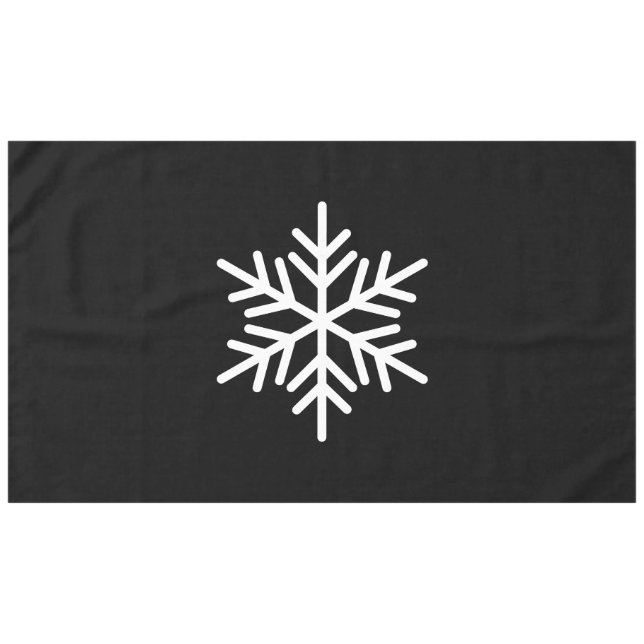 Fun Sophisticated Nordic Snowflake On Modern Black Tablecloth (Front (Horizontal))