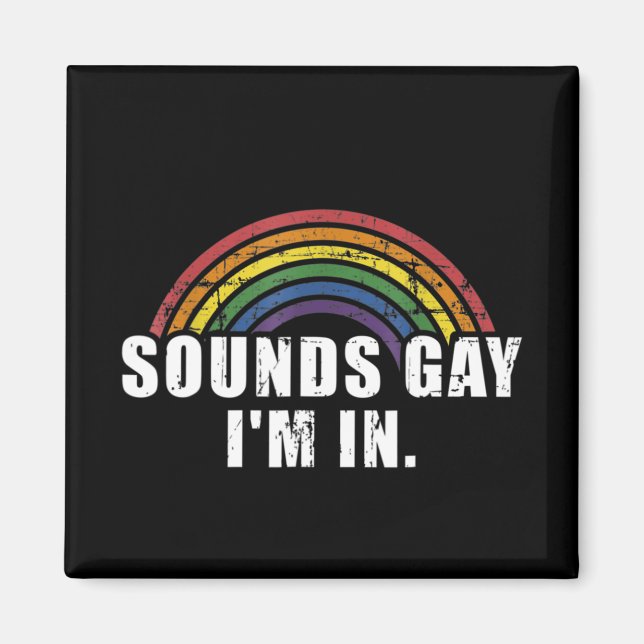 Fun sounds gay I'm in with rainbow flag for pride  Magnet (Front)