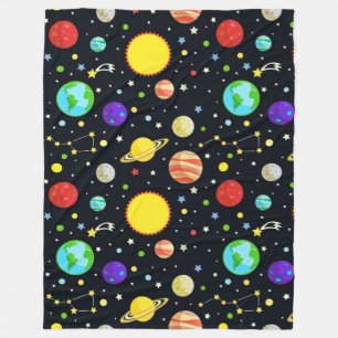 Fun Space Pattern Fleece Blanket