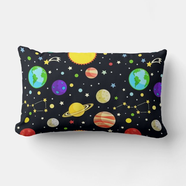 Fun Space Pattern Lumbar Cushion (Front)