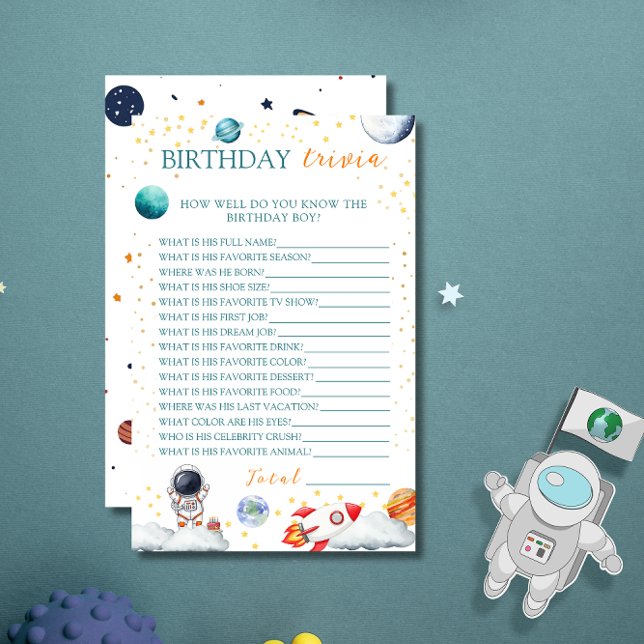 Fun Space Theme Birthday Trivia Game Card for Boys (Creator Uploaded)