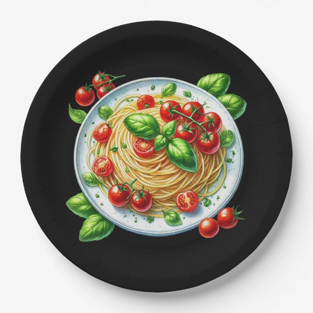 Fun spaghetti lovers dinner paper plate (Front)