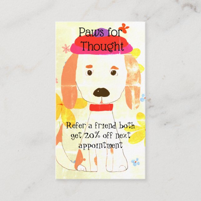 Fun Spaniel Dog Walking Dog Grooming Referral Business Card (Front)