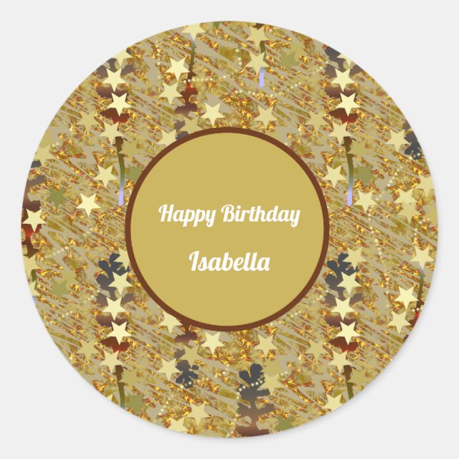 Fun Sparkle Glitzy Birthday Classic Round Sticker (Front)