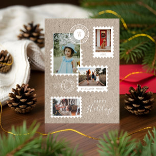 Fun Special Delivery Postage Stamps Photo Collage Holiday Card