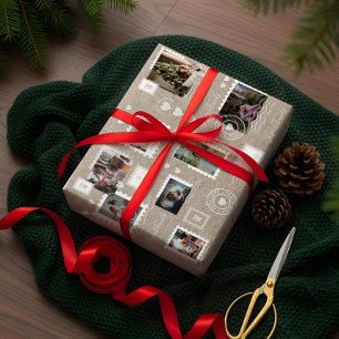 Fun Special Delivery Postage Stamps Photo Collage Wrapping Paper Sheet