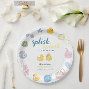 Fun Splish Splash Rubber Duck Bath Baby Shower Paper Plate