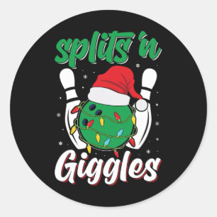 Fun Splits n Giggles Bowling Player Christmas Bowl Classic Round Sticker