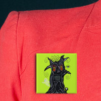 Fun Spooky Black Tree Flame Eyes ghost Cat Spider
