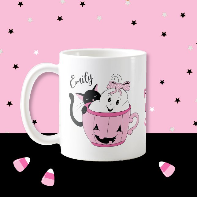 Fun Spooky Cute Halloween Personalised Mug (Fun spooky cute Halloween mug with name .)