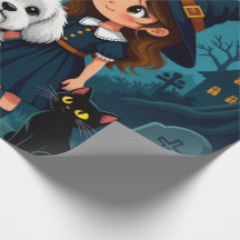 Fun Spooky Gift Wrap with Pumpkins, Ghosts & Bats