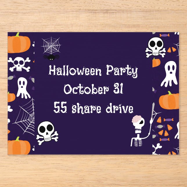 Fun Spooky Halloween Characters Acrylic Invitations (Front)
