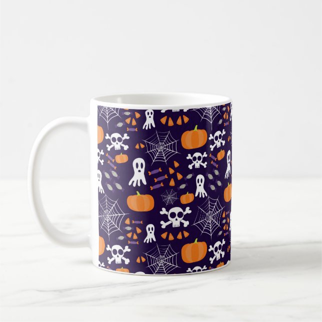 Fun Spooky Halloween Characters Coffee Mug (Left)