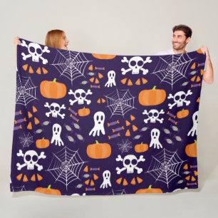Fun Spooky Halloween Characters Fleece Blanket