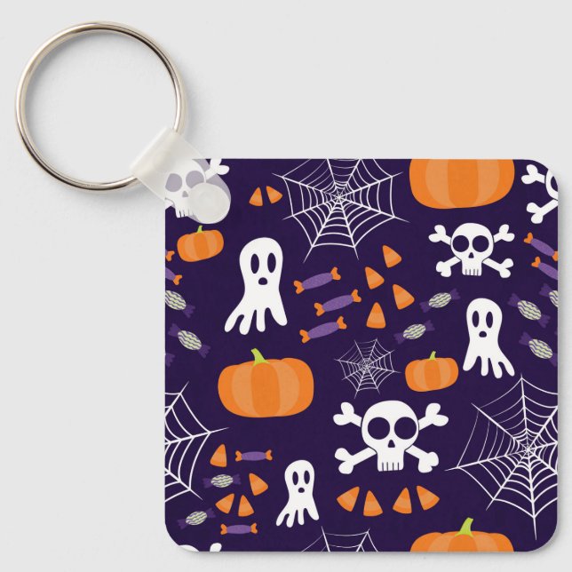 Fun Spooky Halloween Characters Key Ring (Front)