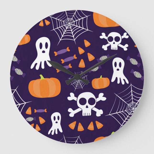 Fun Spooky Halloween Characters Large Clock (Front)