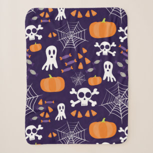 Fun Spooky Halloween Characters Sherpa Blanket