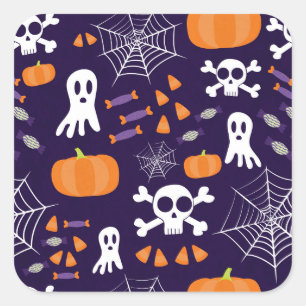 Fun Spooky Halloween Characters Square Sticker