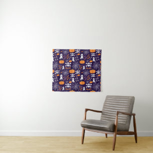 Fun Spooky Halloween Characters Tapestry