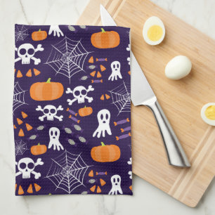 Fun Spooky Halloween Characters Tea Towel