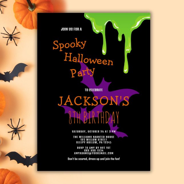 Fun Spooky Halloween Kids Birthday Party Invitation (Creator Uploaded)