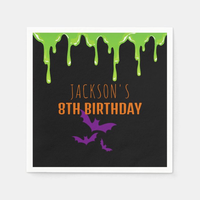 Fun Spooky Halloween Kids Birthday Party Napkin (Front)