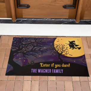 Fun Spooky Witch Moon Halloween Purple Customised Doormat
