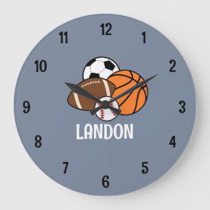 Fun sports baseball football personalized clock
