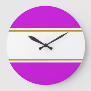 Fun Sporty 70s Bright Pink White Racing Stripes Large Clock