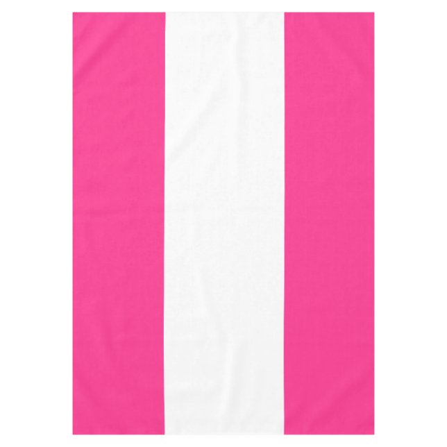 Fun Sporty Bright Candy Pink White Wide Stripes Tablecloth (Front)