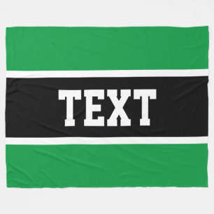 Fun Sporty Bright Green Black White Centre Stripes Fleece Blanket