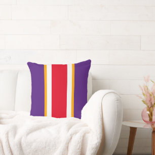 Fun Sporty Bright Red Purple Yellow Racing Stripes Cushion
