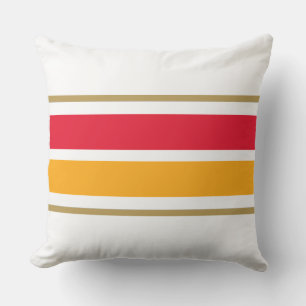 Fun Sporty Bright Red Yellow White Racing Stripes Cushion