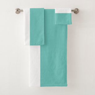 Fun Sporty Retro Aqua White Wide Nautical Stripes Bath Towel Set