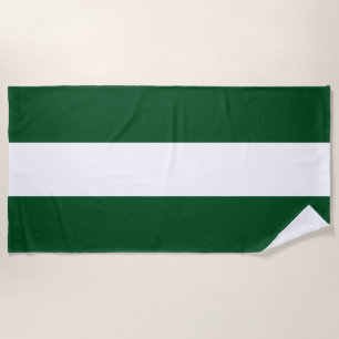 Fun Sporty Retro Wide Dark Green White Stripes  Beach Towel