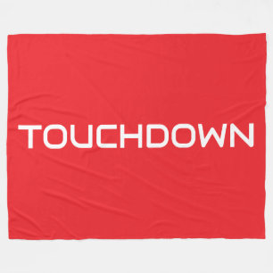 Fun Sporty TOUCHDOWN Modern Text On Bright Red Fleece Blanket