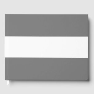 Fun Sporty Wide Grey White Stripes Optional Text Guest Book