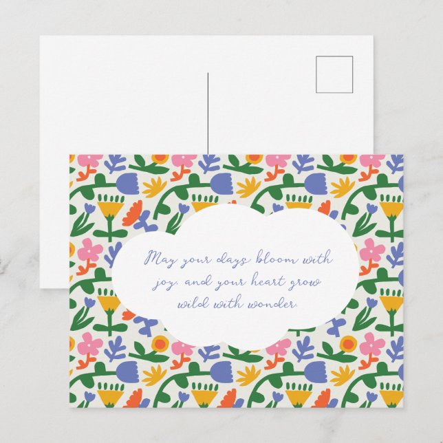 Fun Spring Floral Pattern Holiday Postcard (Front/Back)