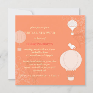 Fun Spring Hot Air Balloons Bridal Shower Invitation
