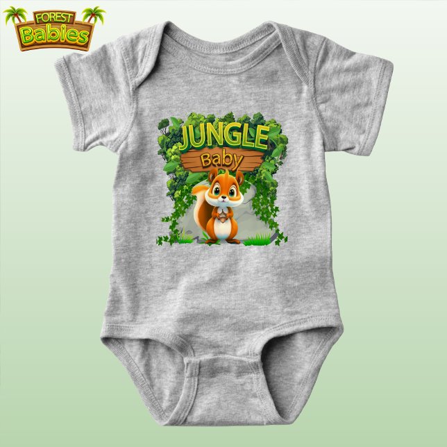 Fun Squirrel, Acorn Woodland Wildlife Animal 🐿 Baby Bodysuit (Fun Squirrel & Acorn Jungle Shirt, Baby Woodland Wildlife Animal Cartoon Graphic Baby Bodysuit 🐿)
