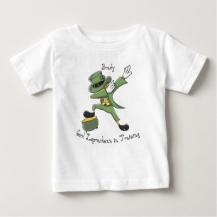 Fun St. Patrick Dabbing Leprechaun Kids Name Baby T-Shirt